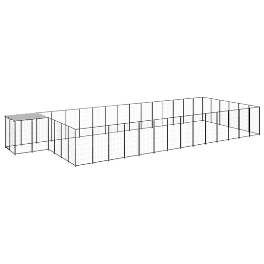 vidaXL Hundgård svart 26,62 m² stål