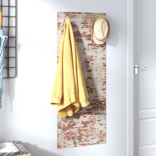 vidaXL Väggmonterad klädhängare 125x50 cm härdat glas tegel