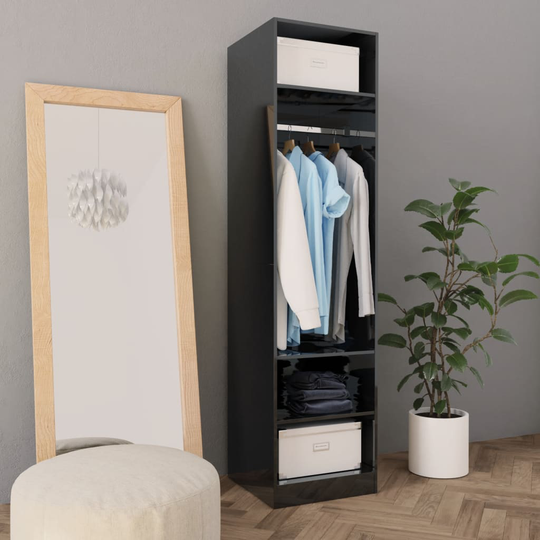 vidaXL Garderob högglans svart 50x50x200 cm spånskiva