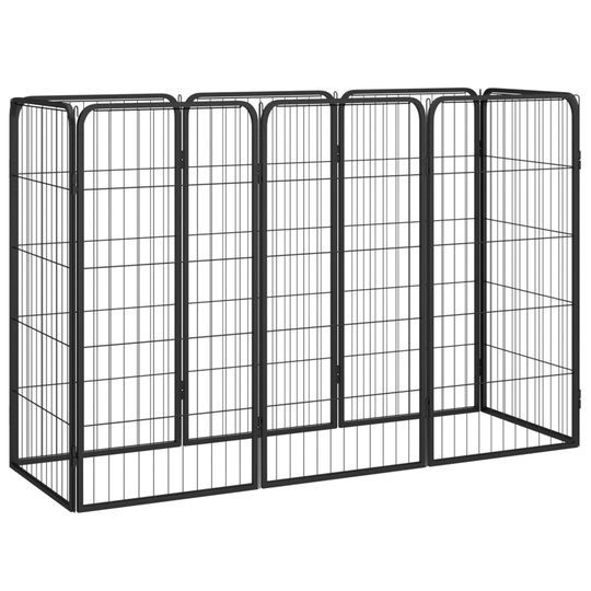 vidaXL Hundbur 8-paneler svart 50x100 cm pulverlackerat stål