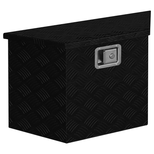 vidaXL Förvaringslåda aluminium 70x24x42 cm parallelltrapets svart