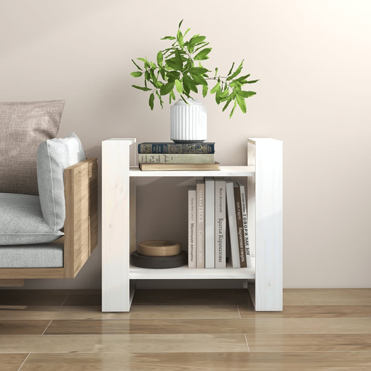 vidaXL Bokhylla/rumsavdelare vit 60x35x57 cm massiv furu