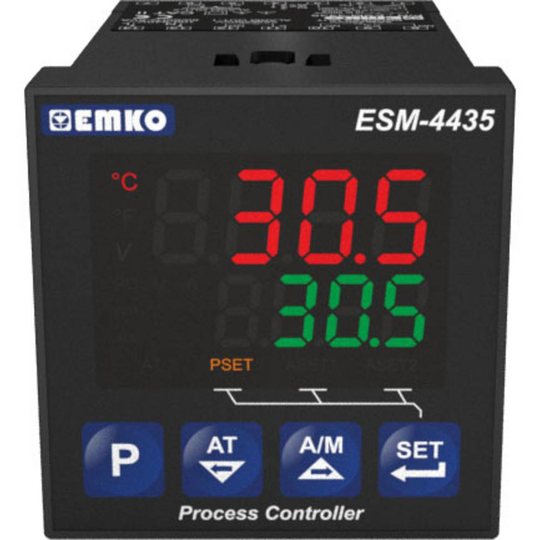 Emko ESM-4435.2.20.0.1/01.01/0.0.0.0 2-punkts, P, PI, PD, PID Termostat S, Pt100, T, J, K, R -200 till 1700 °C Relä 5 A (L x B x H) 88 x 48 x 48 mm