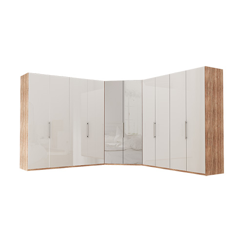 Garderob Atlanta - Ljus rustik ek 200 + walk-in + 200, 236 cm