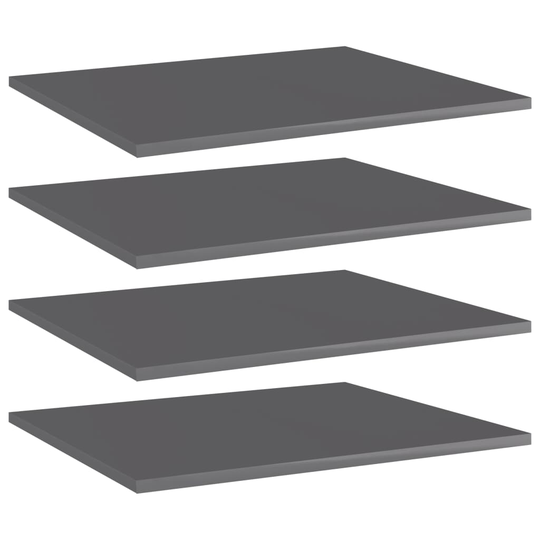 vidaXL Hyllplan 4 st grå högglans 60x50x1,5 cm spånskiva