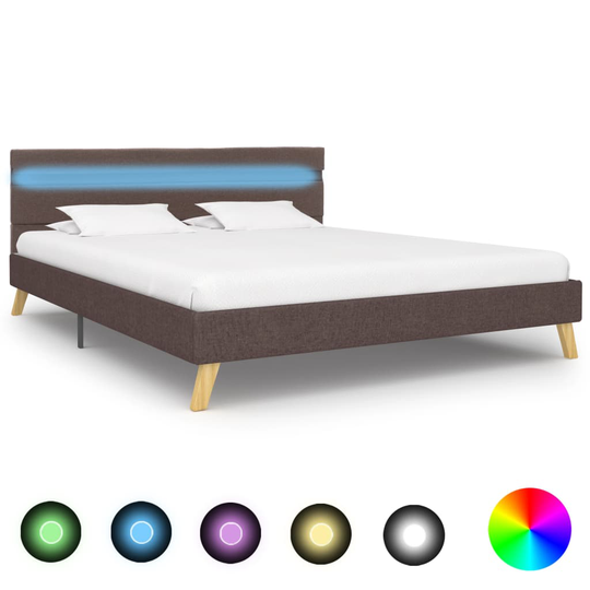vidaXL Sängram med LED taupe tyg 120x200 cm