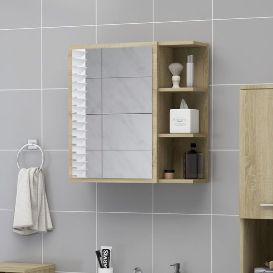 vidaXL Spegelskåp för badrum sonoma-ek 62,5x20,5x64 cm spånskiva