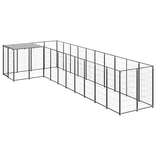 vidaXL Hundgård svart 7,26 m² stål