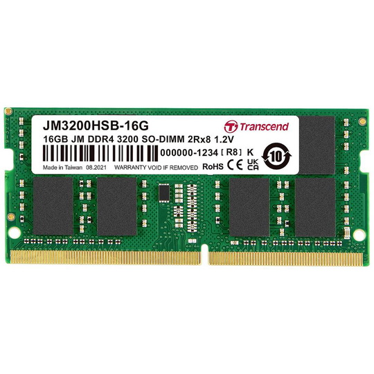 Transcend JM3200HSB-16G Internminne Laptop Modul 16 GB 1 x 16 GB DDR4 3200 MHz CL22