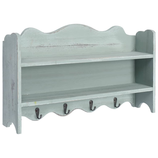 vidaXL Väggkrokar med förvaring grön 50x10x30 cm trä