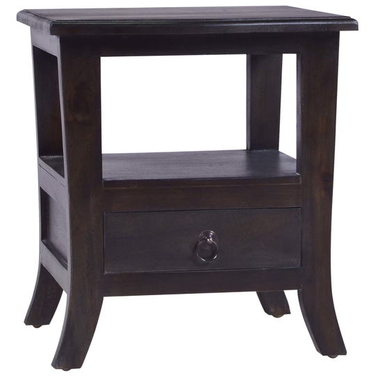 vidaXL Sängbord blek svart 40x40x45 cm massiv mahogny