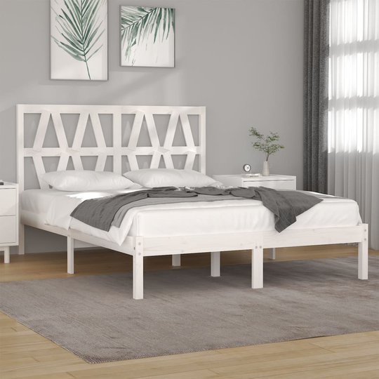 vidaXL Sängram vit massiv furu 120x200 cmmassiv