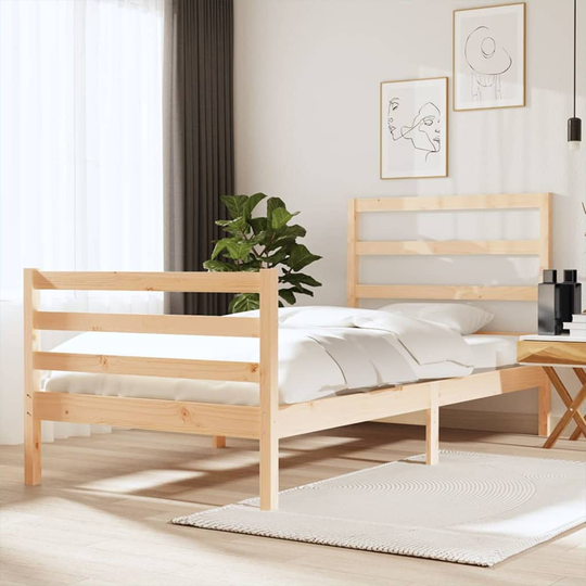 vidaXL Sängram massivt trä 75x190 cm