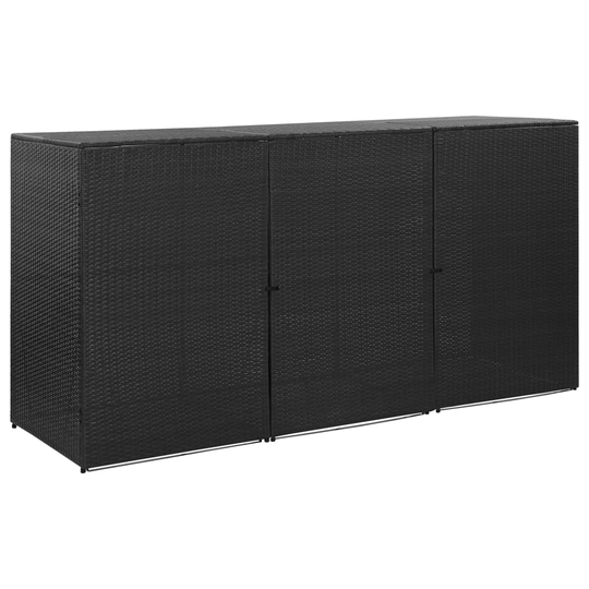 vidaXL Trippelt skjul för soptunnor svart 229x78x120 cm konstrotting
