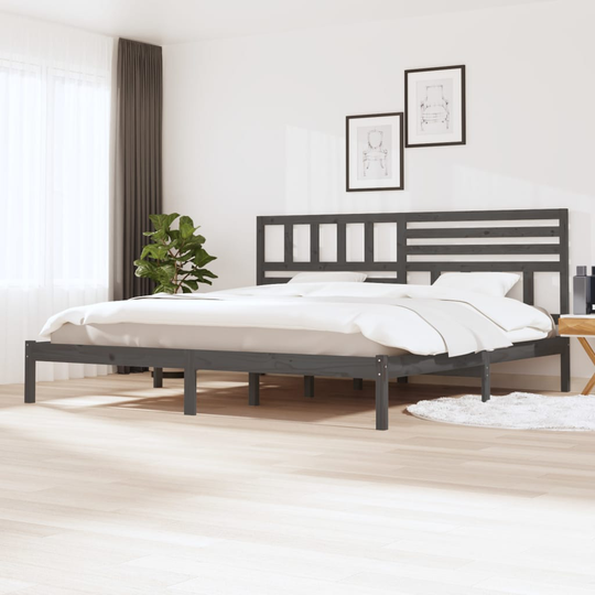 vidaXL Sängram grå massiv furu 180x200 cm