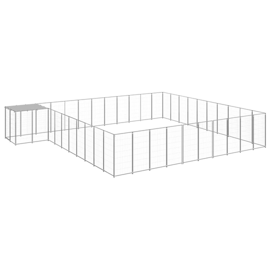vidaXL Hundgård silver 31,46 m² stål