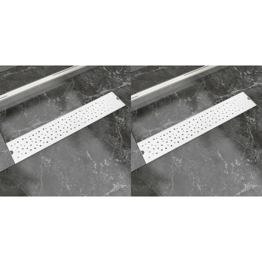 vidaXL Avlång golvbrunn 2 st bubblor rostfritt stål 630x140 mm