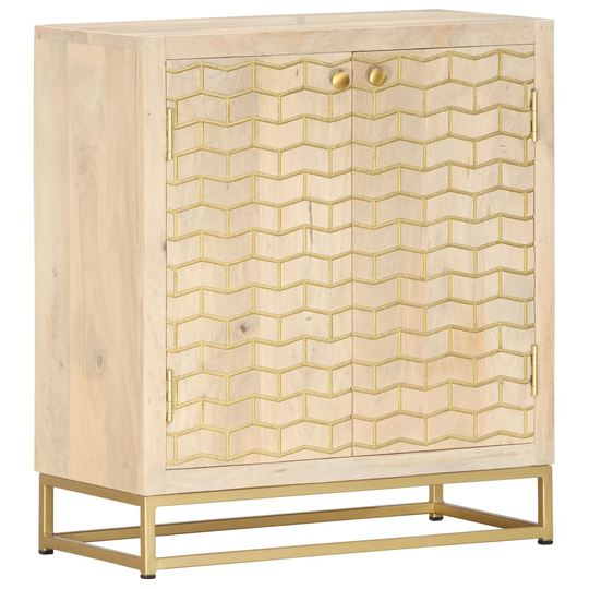 vidaXL Skänk guld 60x30x70 cm massivt mangoträ