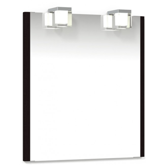 Macro Herat Spegel 650 - 65 cm Svart Spegel Kube 2 X LED