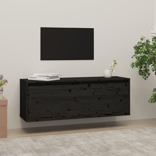 vidaXL Väggskåp svart 100x30x35 cm massiv furu