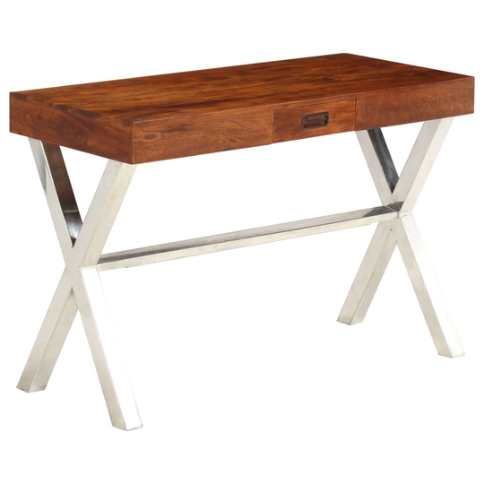 vidaXL Skrivbord massivt akaciaträ med sheshamfinish 110x50x76 cm