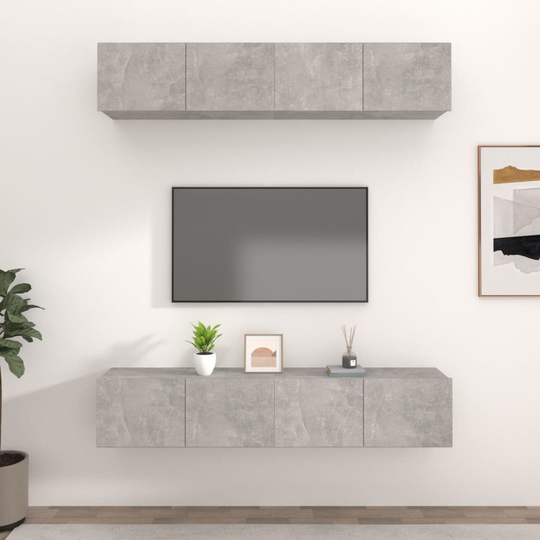 vidaXL Tv-skåp 4 st betonggrå 80x30x30 cm konstruerat trä