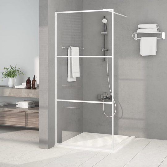 vidaXL Duschvägg vit 90x195 cm klart ESG-glas