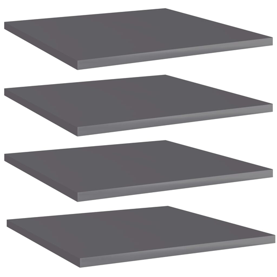 vidaXL Hyllplan 4 st grå högglans 40x40x1,5 cm spånskiva