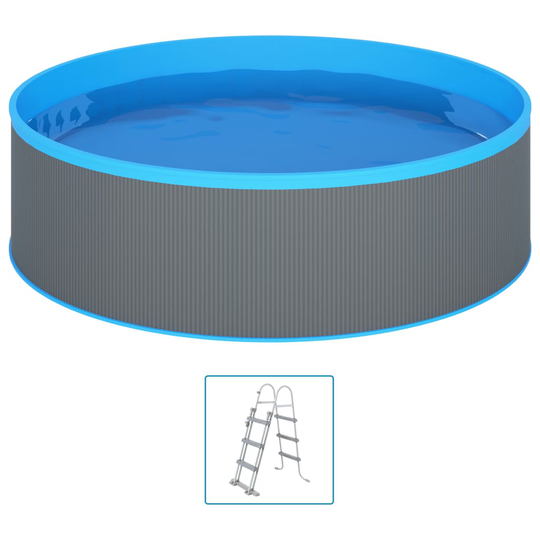 vidaXL Plaskpool med 4-stegs stege 350x90 cm grå