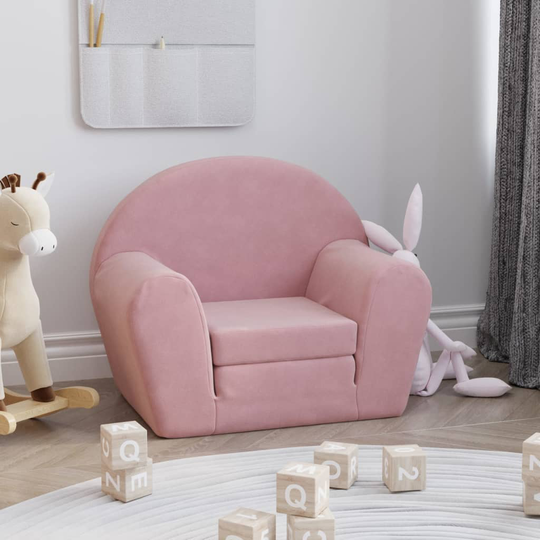 vidaXL Barnsoffa rosa mjuk plysch