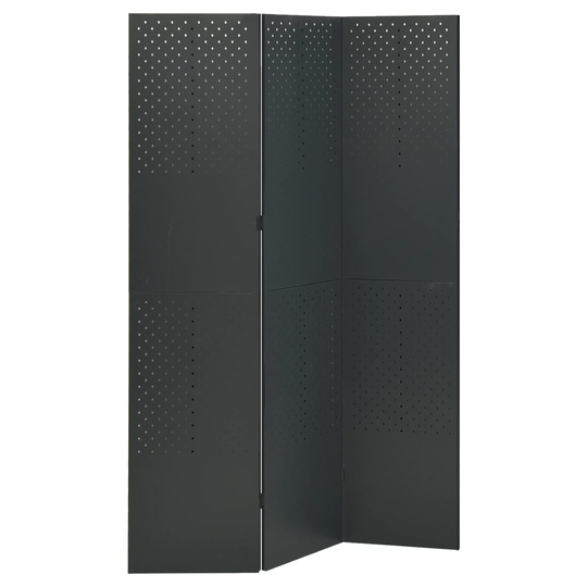 vidaXL Rumsavdelare 3 paneler antracit 120x180 cm stål