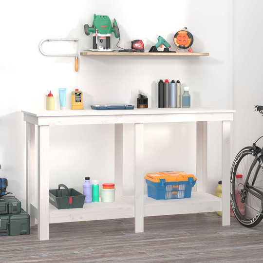 vidaXL Skobänk vit 140x50x80 cm massiv furu