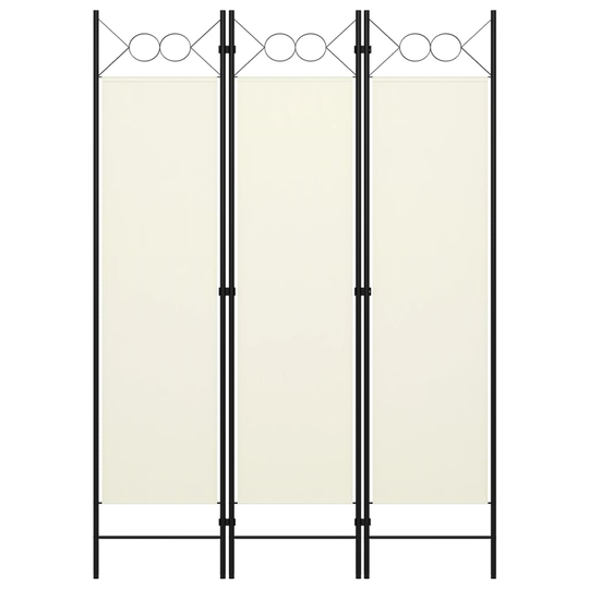 vidaXL Rumsavdelare 3 paneler gräddvit 120x180 cm