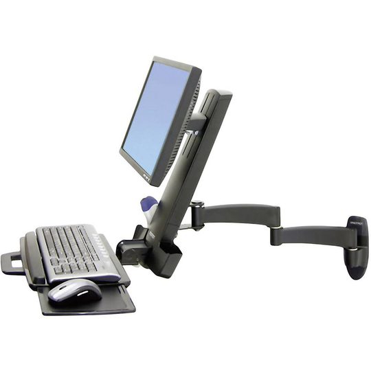 Ergotron Combo Arm Serie 200 1x Monitor-väggfäste 25,4 cm (10) - 61,0 cm (24) Tangentbordsbricka, Tiltbar, Svängbar, Roterbar