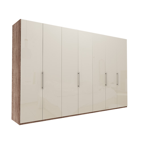 Garderob Atlanta - Mörk rustik ek 350 cm, 216 cm, Utan kornisch / ram