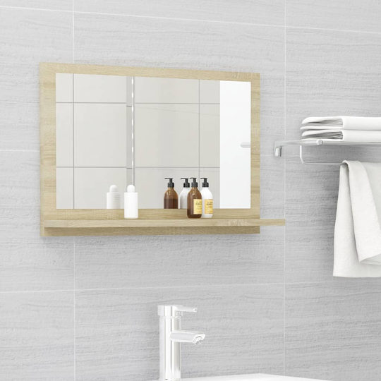 vidaXL Badrumsspegel sonoma-ek 60x10,5x37 cm spånskiva