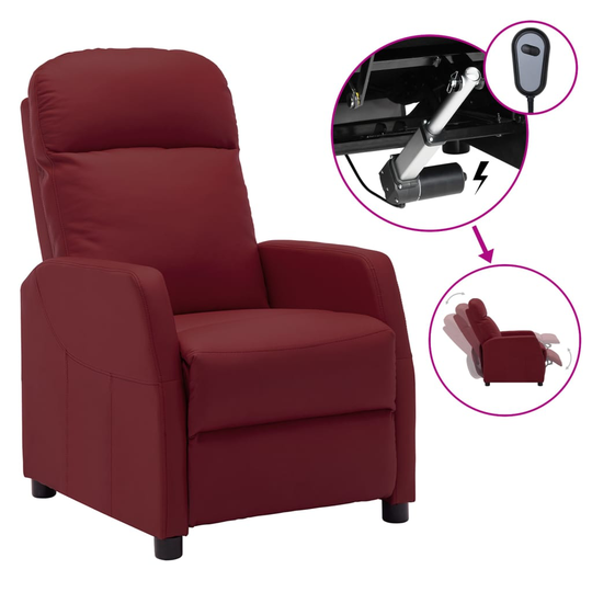 vidaXL Elektrisk reclinerfåtölj vinröd konstläder
