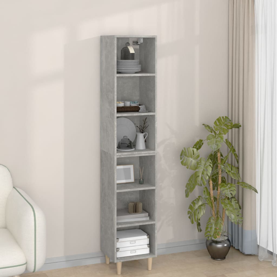vidaXL Högskåp Betonggrå 34,5x32,5x180 cm konstruerat trä