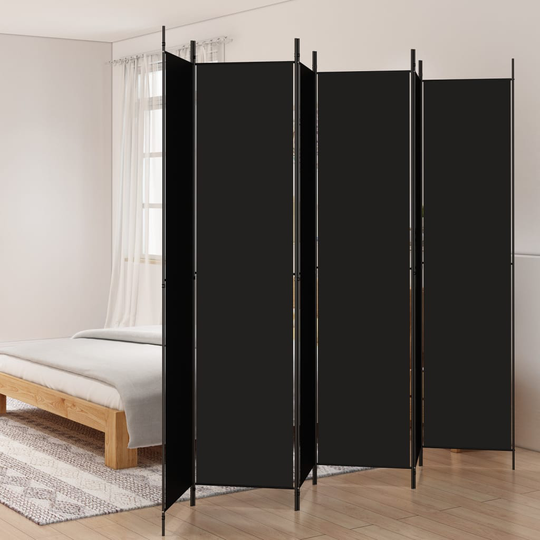 vidaXL Rumsavdelare 6 paneler svart 300x220 cm tyg