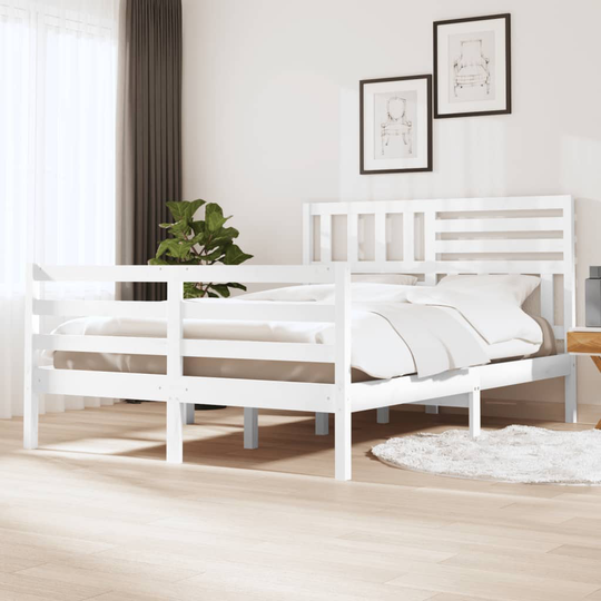 vidaXL Sängram vit massivt trä furu 120x190 cm