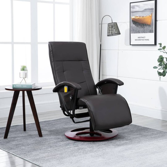 vidaXL Massagefåtölj konstläder brun