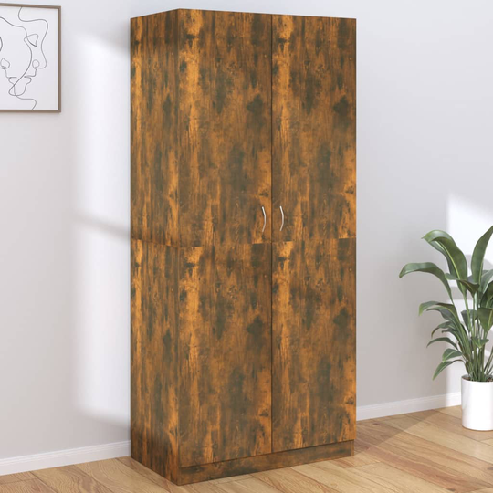 vidaXL Garderob rökfärgad ek 90x52x200 cm konstruerat trä