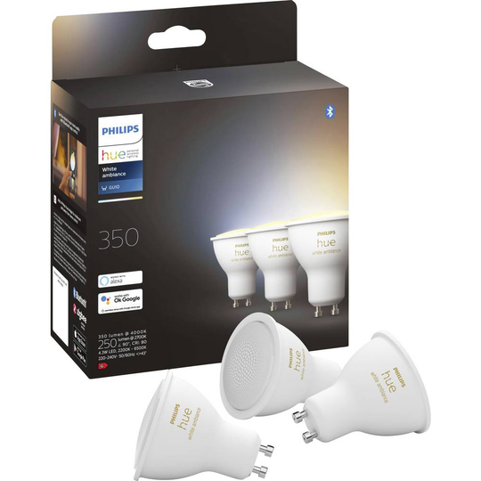 Philips Lighting Hue LED-lampa Hue White Ambiance GU10 Dreierpack 3x230lm EEK: G (A - G) GU10 12.9 W N/A