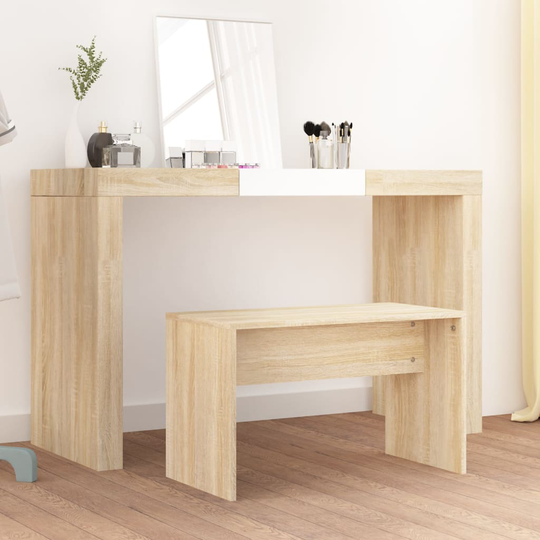 vidaXL Sminkpall sonoma-ek 70x35x45 cm konstruerat trä