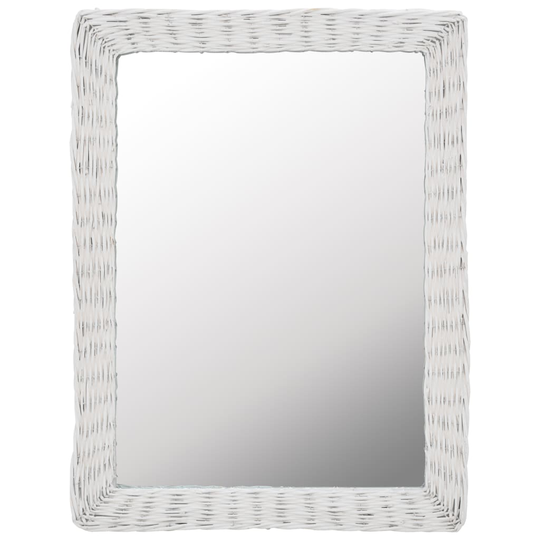 vidaXL Spegel i korgmaterial 60x80 cm vit