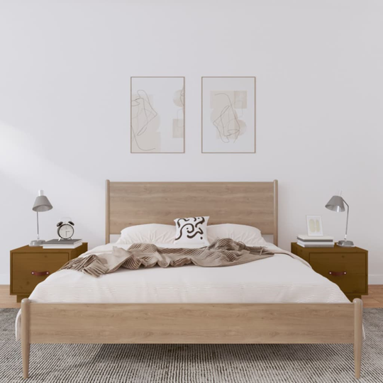 vidaXL Sängbord 2 st honungsbrun 40x34x35 cm massiv furu