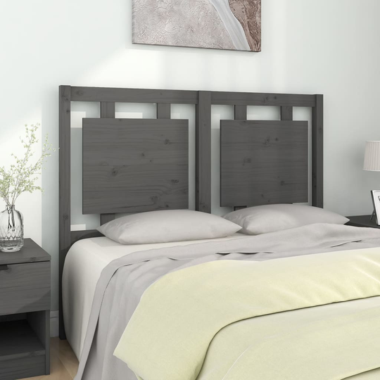 vidaXL Sänggavel grå 126x4x100 cm massiv furu