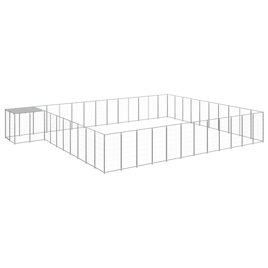 vidaXL Hundgård silver 37,51 m² stål