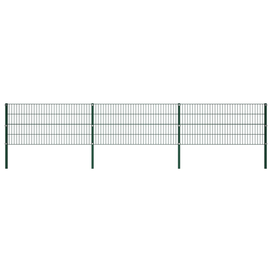 vidaXL Stängselpanel med stolpar järn 5,1x0,8 m grön