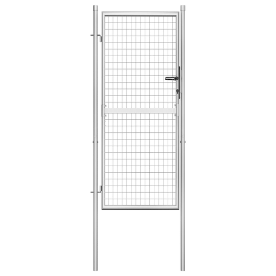 vidaXL Trädgårdsgrind galvaniserat stål 105x225 cm silver